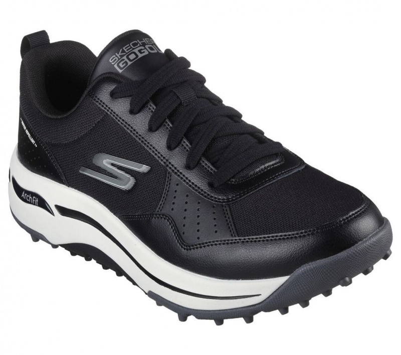 Black Skechers Go Golf Arch Fit - Line Up Men's Walking Shoes | INHX-70963