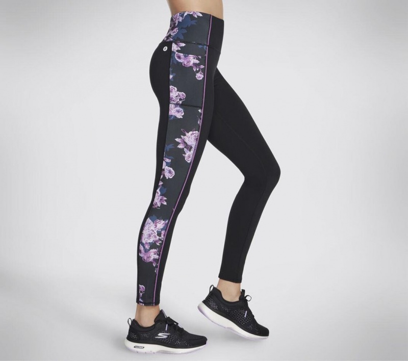 Black Skechers Go Stretch Winter Bloom Legging Women's Pants | KLFI-27841