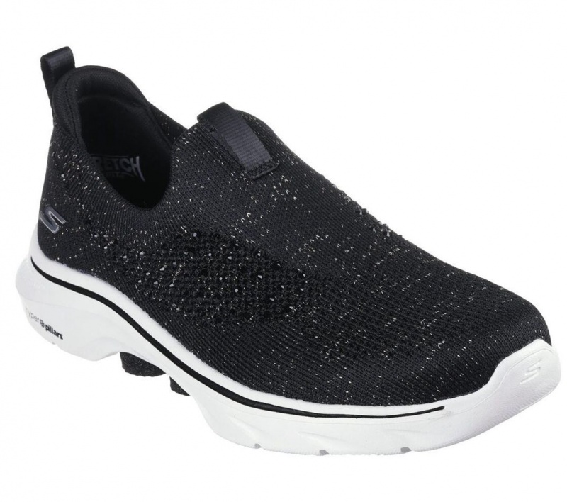 Black Skechers Go Walk 7 - Blink Women's Sneakers | MNRJ-74891