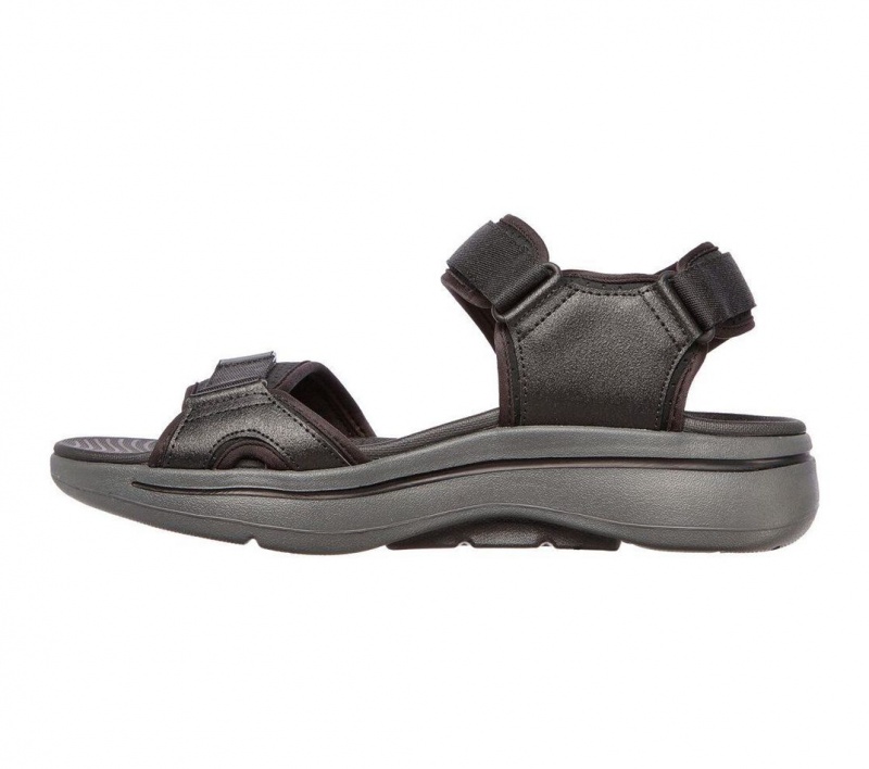 Black Skechers Go Walk Arch Fit Men's Sandals | LKSN-67140