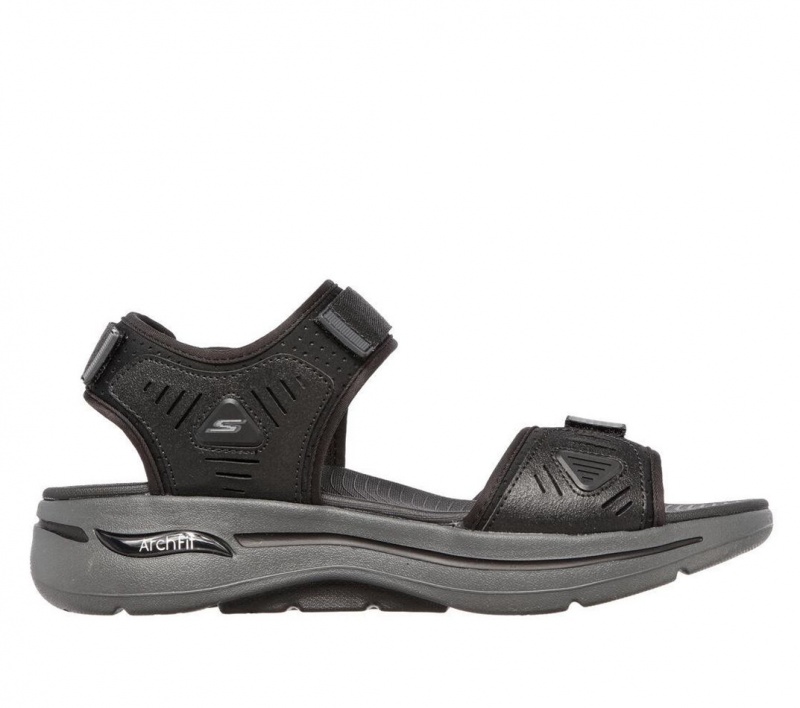 Black Skechers Go Walk Arch Fit Men\'s Sandals | LKSN-67140