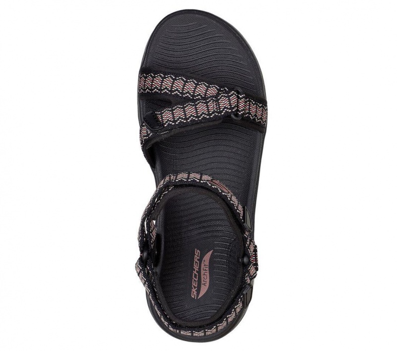 Black Skechers Go Walk Arch Fit - Affinity Women's Sandals | HCBO-98361