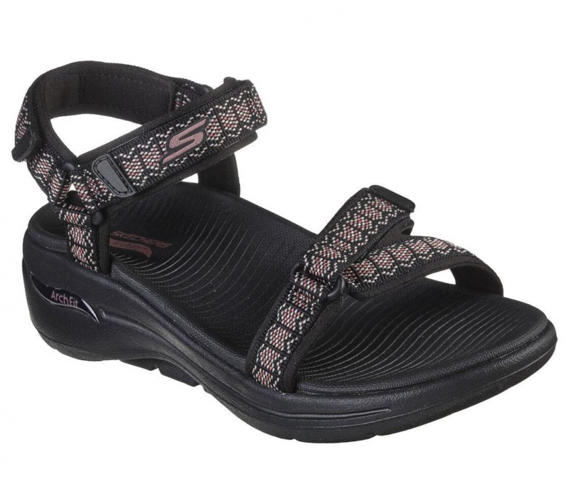 Black Skechers Go Walk Arch Fit - Affinity Women's Sandals | HCBO-98361