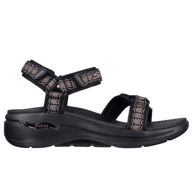 Black Skechers Go Walk Arch Fit - Affinity Women\'s Sandals | HCBO-98361