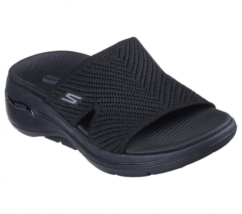 Black Skechers Go Walk Arch Fit - Allure Women's Sandals | UIMB-59137