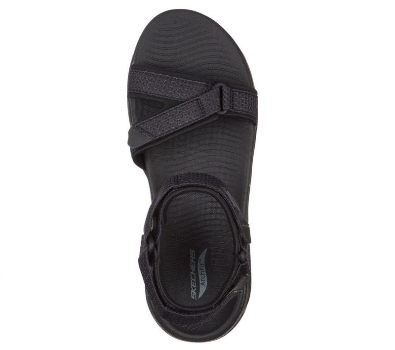 Black Skechers Go Walk Arch Fit - Cruise Around Women's Sandals | ZEPN-84159