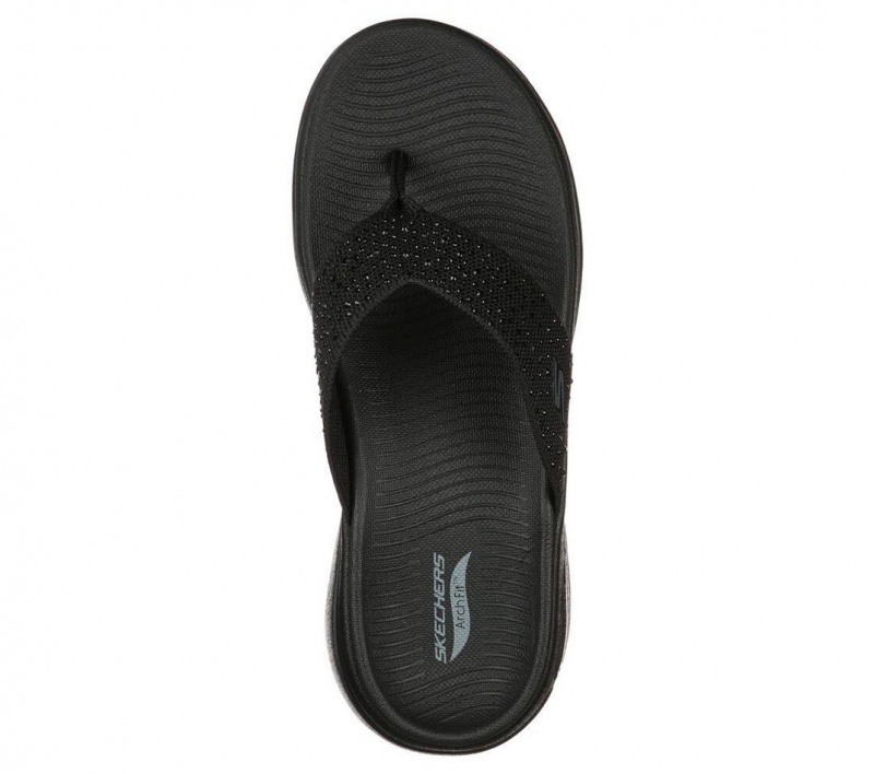 Black Skechers Go Walk Arch Fit - Dazzle Women's Sandals | FBWC-03657