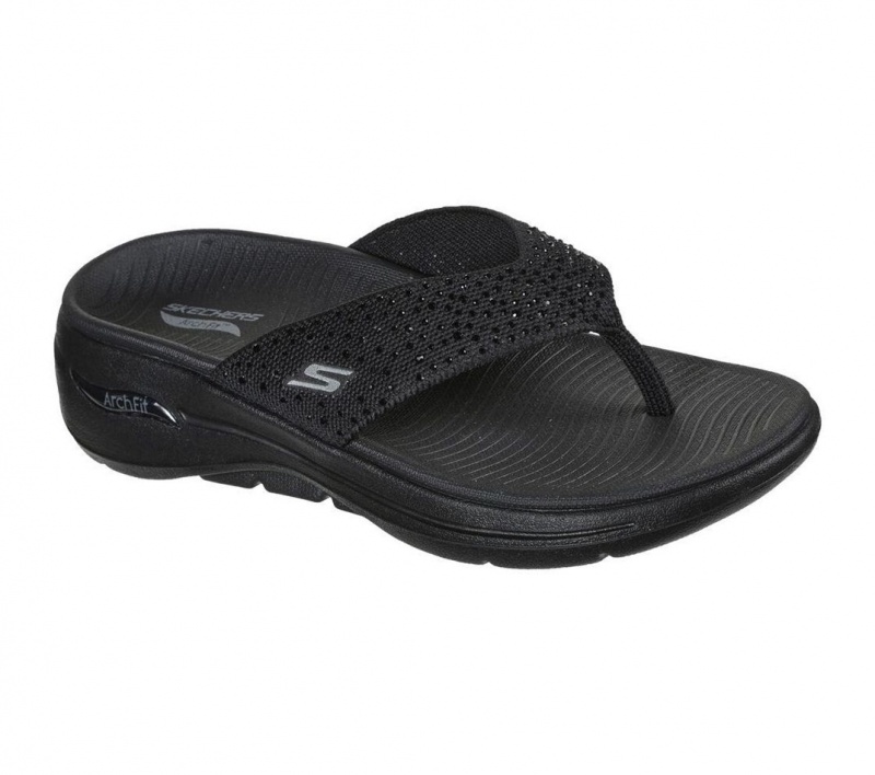 Black Skechers Go Walk Arch Fit - Dazzle Women's Sandals | FBWC-03657