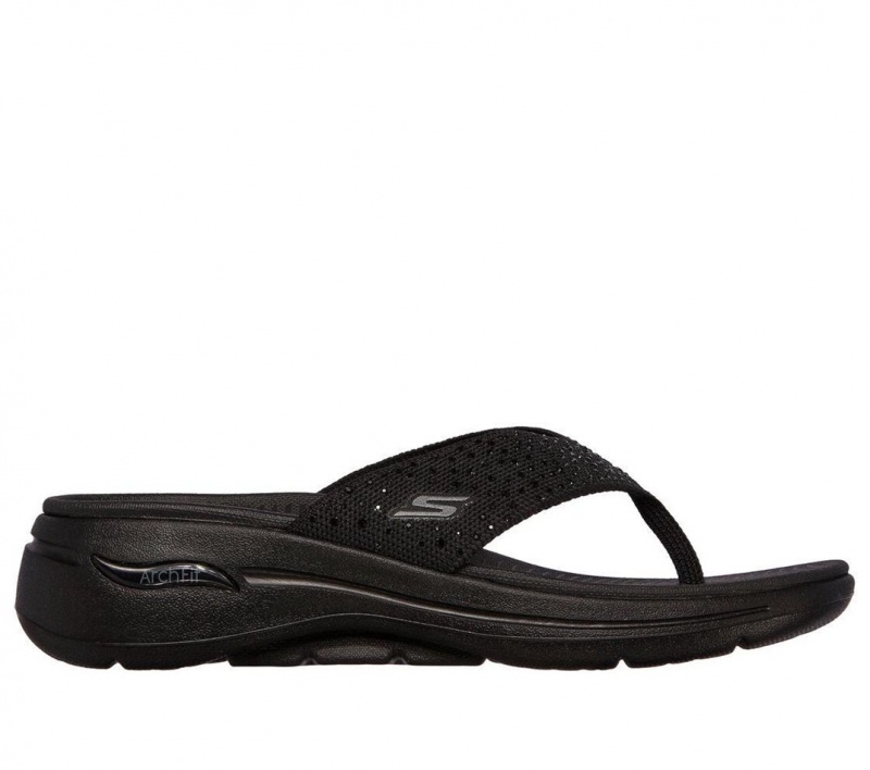 Black Skechers Go Walk Arch Fit - Dazzle Women\'s Sandals | FBWC-03657