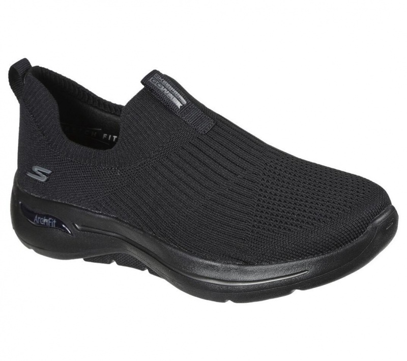 Black Skechers Go Walk Arch Fit - Iconic Women's Slip On | RYVT-27418