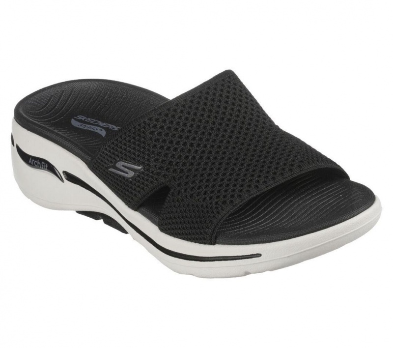 Black Skechers Go Walk Arch Fit - Worthy Women's Sandals | KLMC-20784