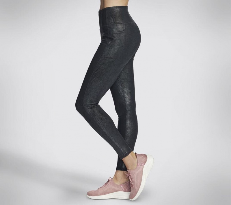 Black Skechers Go Walk Hw Viper Shine Legging Women's Pants | PDUH-87602