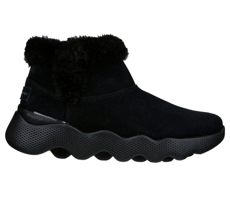 Black Skechers Go Walk Massage Fit Boot - Winter Dreams Women's Boots | LRIP-61243