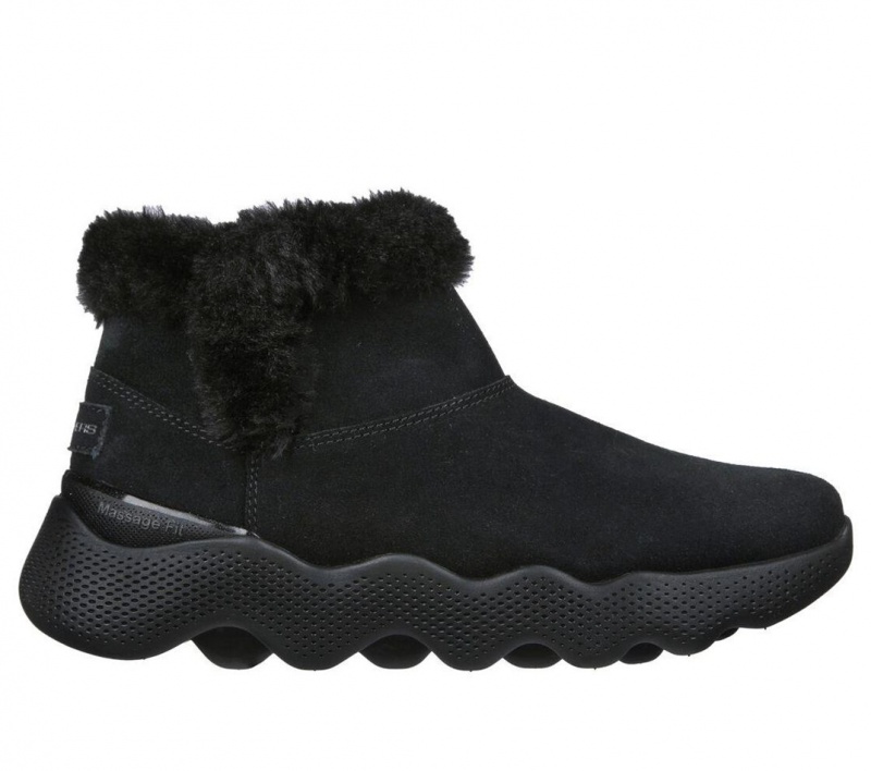 Black Skechers Go Walk Massage Fit Boot - Winter Dreams Women\'s Boots | LRIP-61243