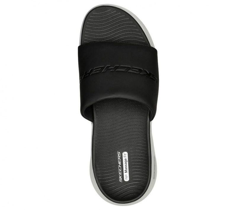 Black Skechers Go Walk Massage Fit - Kneaded Relief Men's Sandals | BZOW-91068