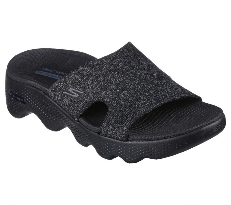 Black Skechers Go Walk Massage Fit - Sweet Talk Women's Sandals | DXCR-25869