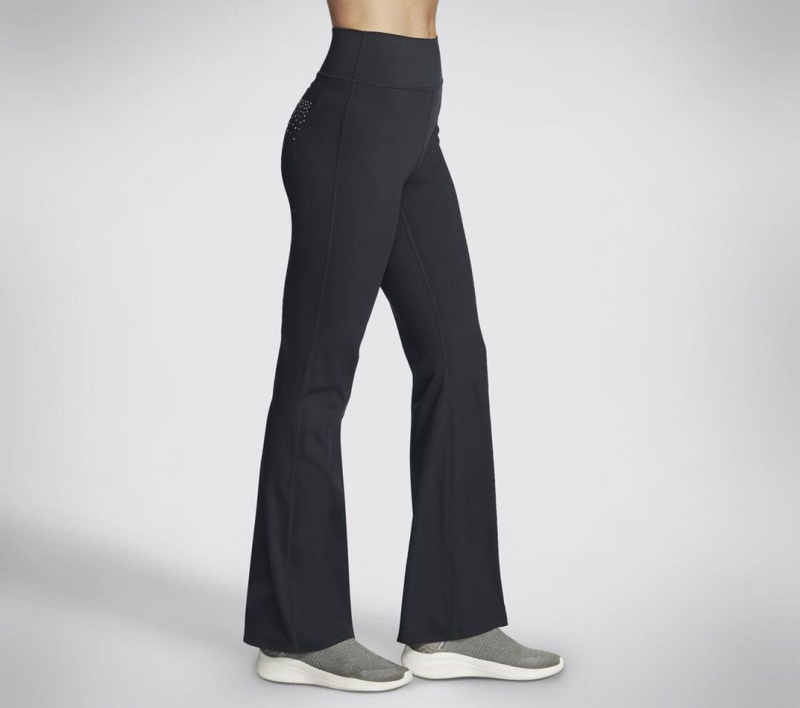 Black Skechers Go Walk Shine Fl Hw Flare Women's Pants | EWNA-34196