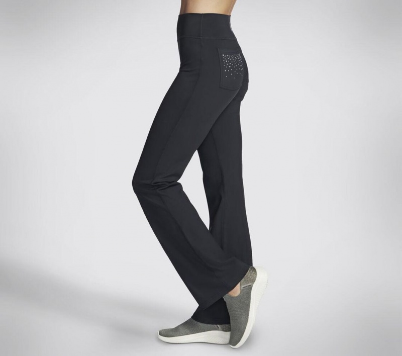 Black Skechers Go Walk Shine Fl Hw Flare Women's Pants | EWNA-34196