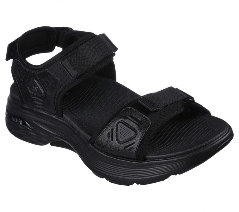 Black Skechers Max Cushioning Arch Fit Prime - Archee Men's Sandals | QXUY-48690