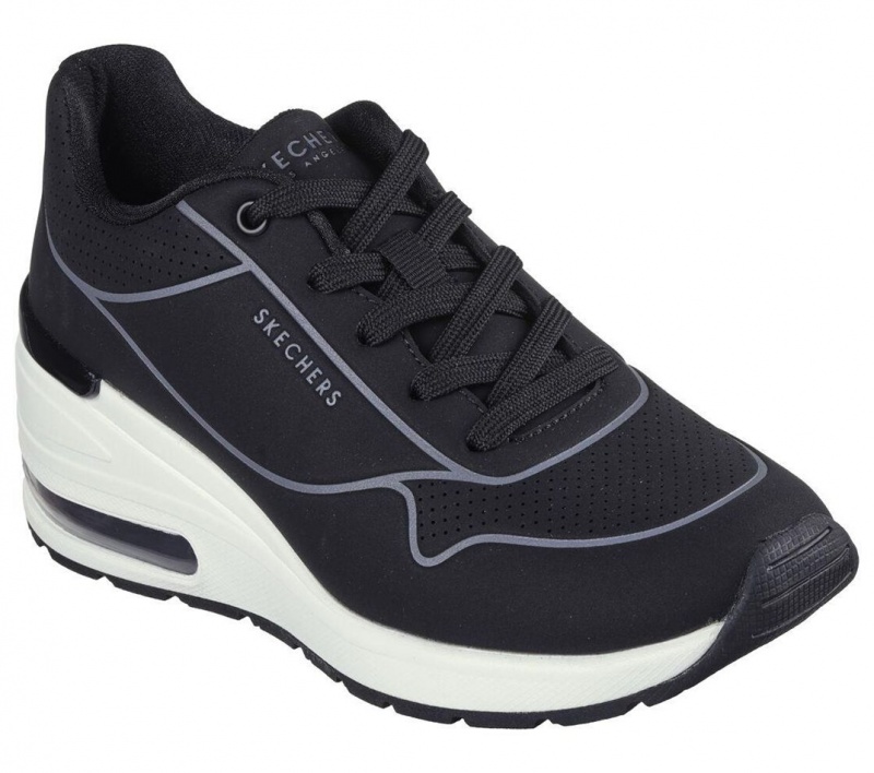 Black Skechers Million Air - Higher Lifted Women's Walking Shoes | ACLH-73859