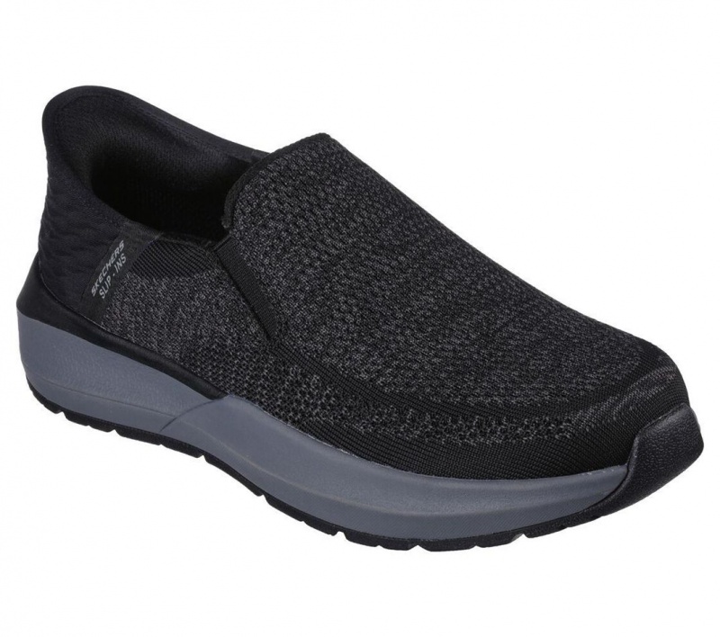 Black Skechers Neville - Rovelo Men's Slip On | YAKH-17036