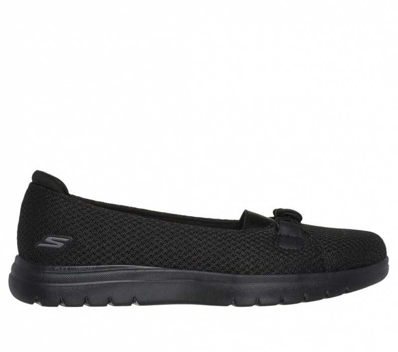 Black Skechers On The Go Flex - Peony Women\'s Flats | VQXE-67923