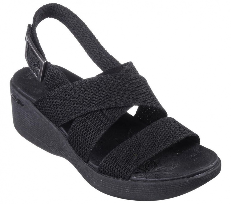 Black Skechers Pier-lite - Night Owl Women's Sandals | IJEY-82379