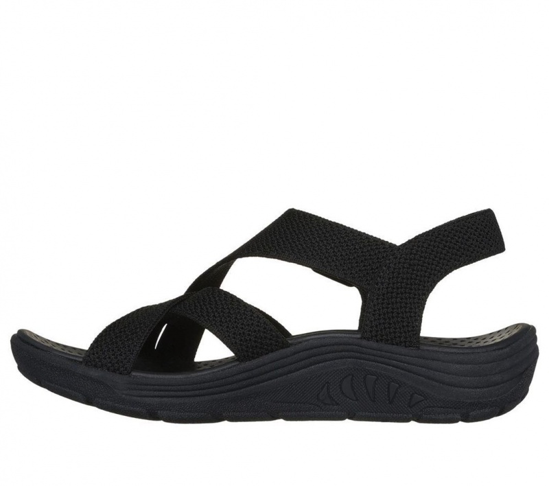 Black Skechers Reggae Cup - Clean Lines Women's Sandals | DGOJ-42573