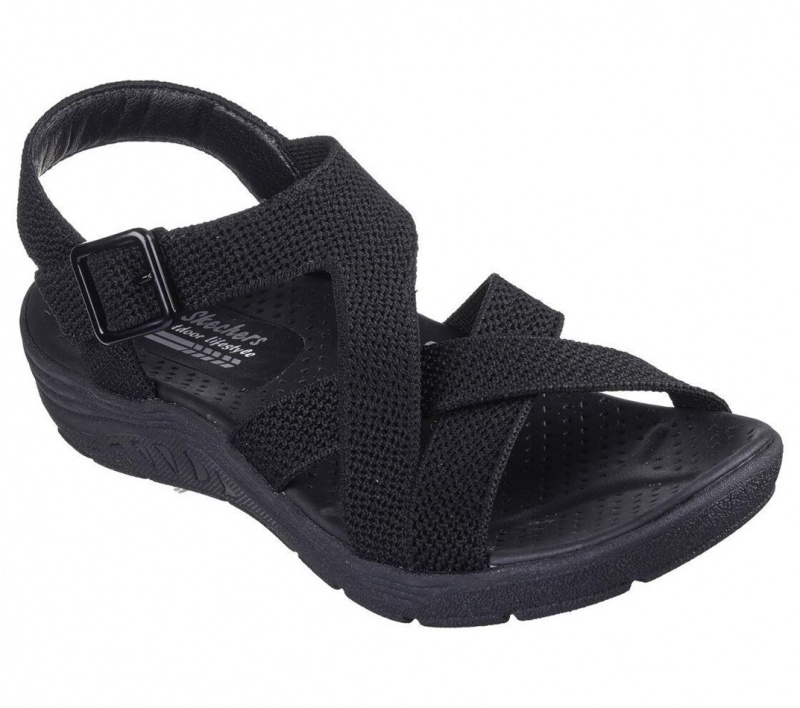 Black Skechers Reggae Cup - Clean Lines Women's Sandals | DGOJ-42573