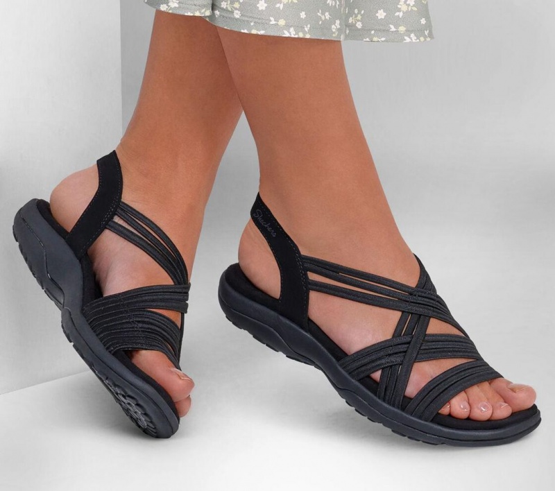 Black Skechers Reggae Slim - Simply Stretch Women's Sandals | UCXN-69057