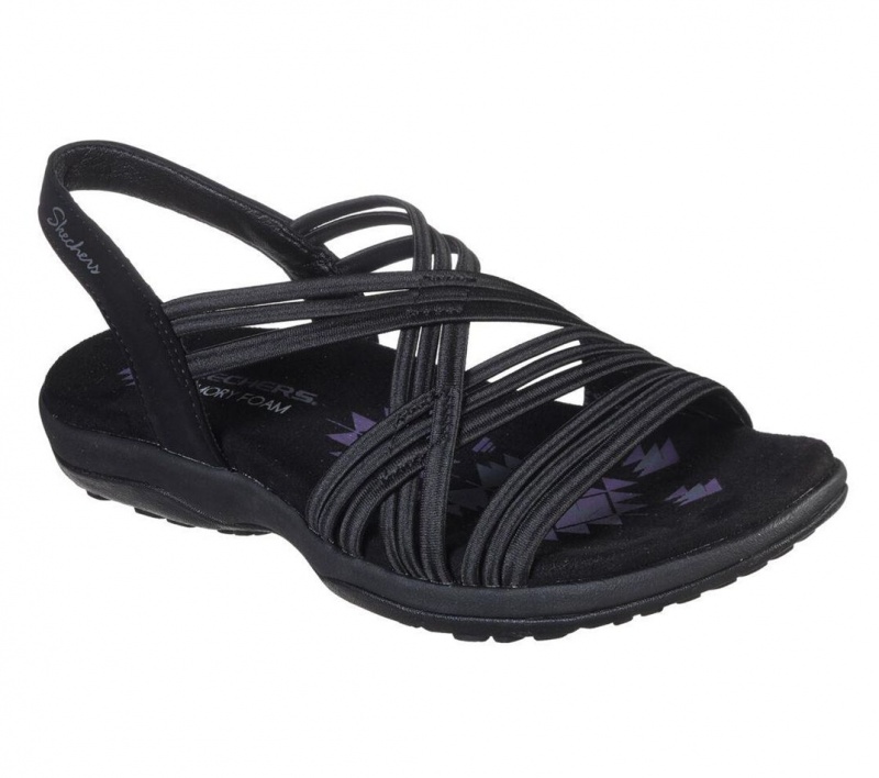 Black Skechers Reggae Slim - Simply Stretch Women's Sandals | UCXN-69057