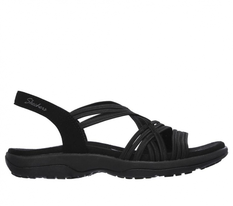 Black Skechers Reggae Slim - Simply Stretch Women\'s Sandals | UCXN-69057