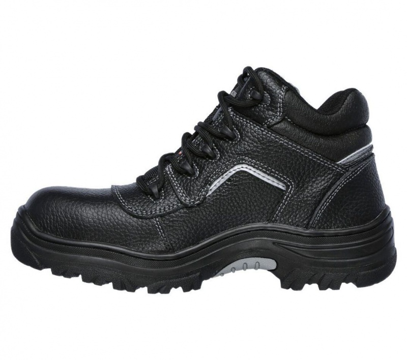 Black Skechers Relaxed Fit: Burgin - Sosder Comp Toe Men's Work Shoes | UKQT-03165