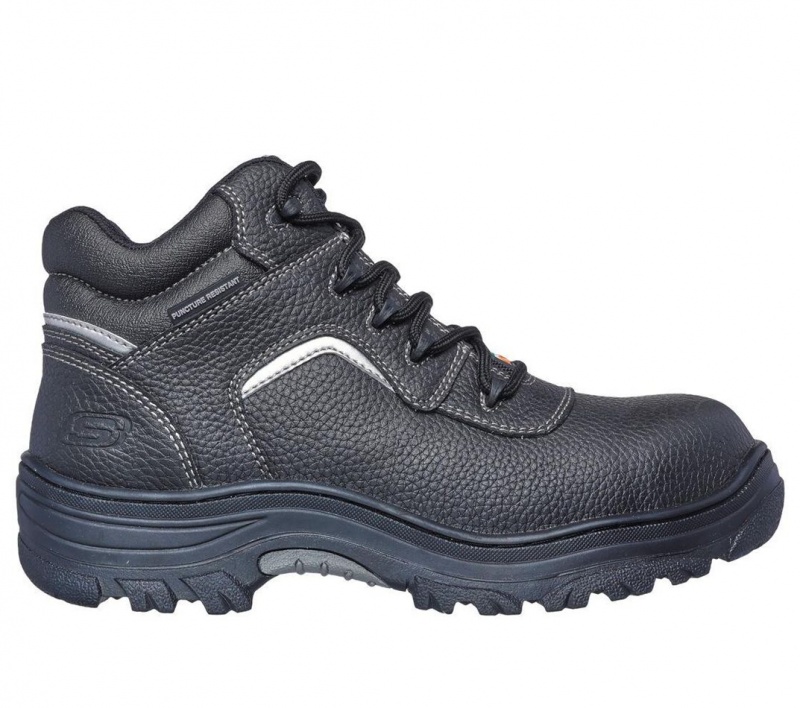 Black Skechers Relaxed Fit: Burgin - Sosder Comp Toe Men\'s Work Shoes | UKQT-03165