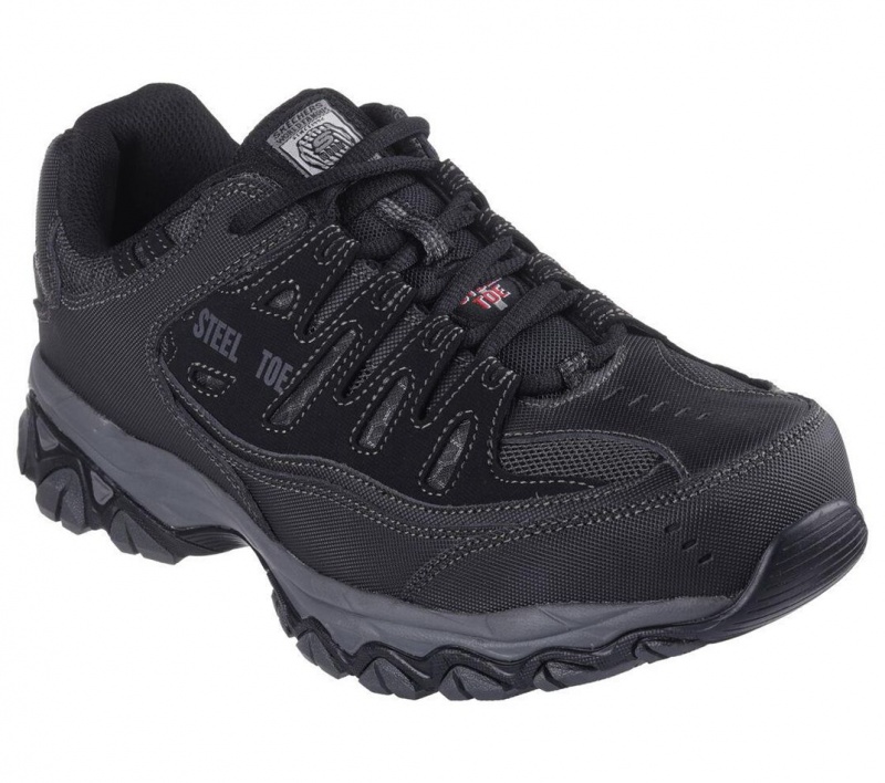 Black Skechers Relaxed Fit: Cankton St Men's Work Shoes | SCJG-95187