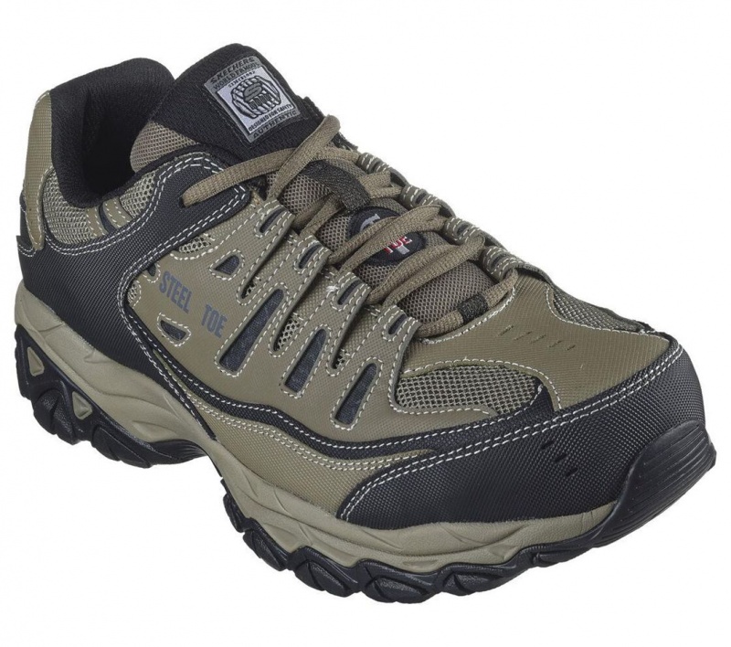 Black Skechers Relaxed Fit: Cankton St Men's Work Shoes | KWAJ-83701