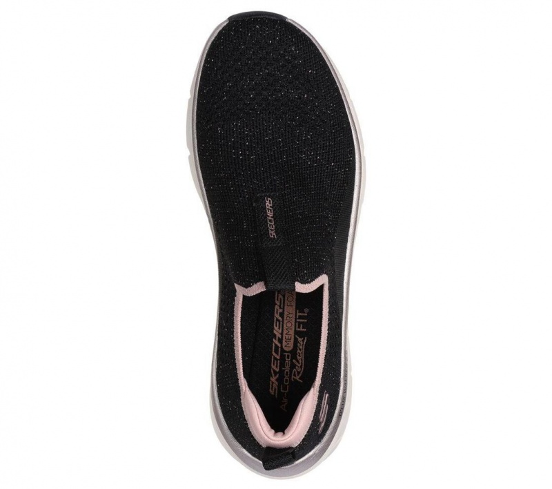 Black Skechers Relaxed Fit: D'lux Walker 2.0 - Sparkle Forever Women's Sneakers | RBUW-20413