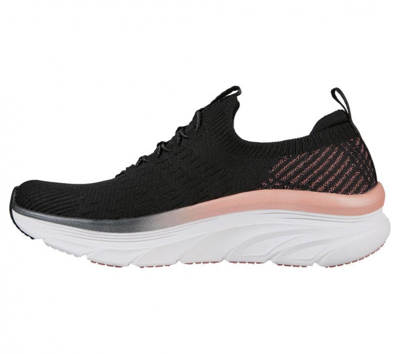 Black Skechers Relaxed Fit: D'lux Walker - Let It Glow Women's Sneakers | MPUB-56824