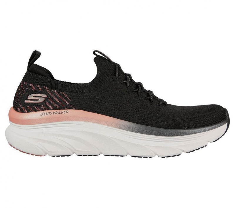 Black Skechers Relaxed Fit: D'lux Walker - Let It Glow Women's Sneakers | MPUB-56824