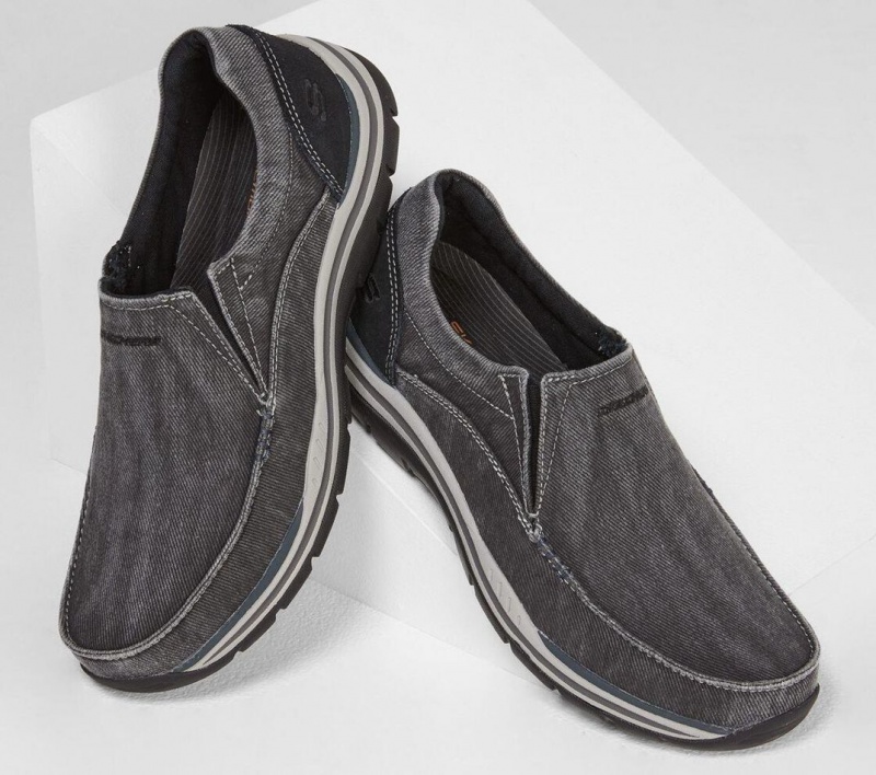 Black Skechers Relaxed Fit: Expected - Avillo Men's Slip On | AFKG-94218