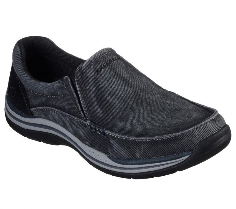 Black Skechers Relaxed Fit: Expected - Avillo Men's Slip On | AFKG-94218