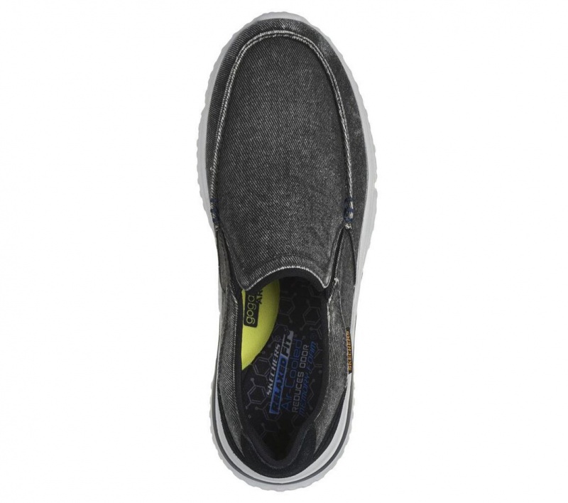 Black Skechers Relaxed Fit: Solvano - Varone Men's Slip On | GUXK-12687