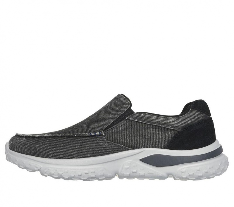 Black Skechers Relaxed Fit: Solvano - Varone Men's Slip On | GUXK-12687