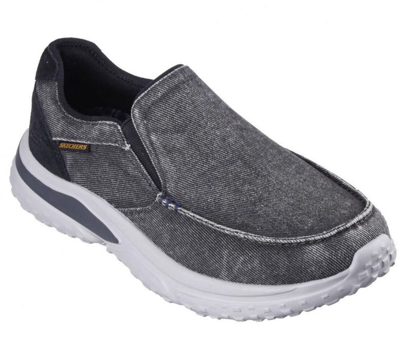 Black Skechers Relaxed Fit: Solvano - Varone Men's Slip On | GUXK-12687