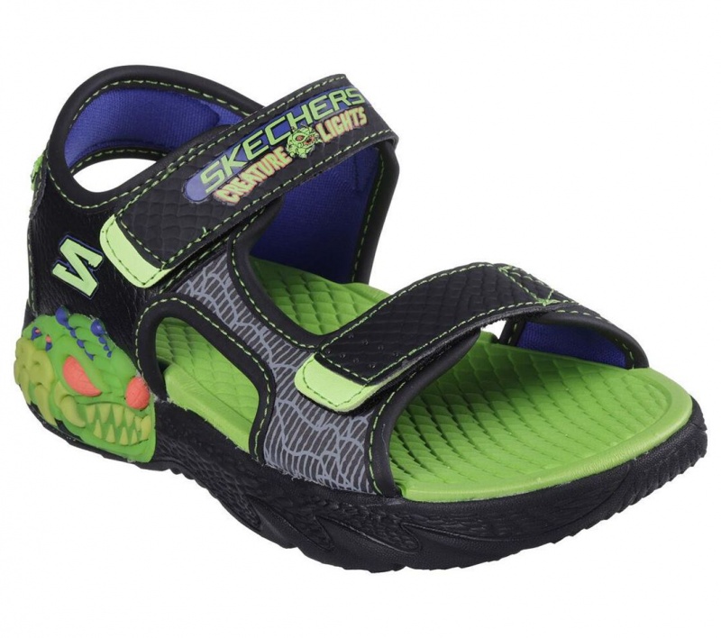 Black Skechers S Lights: Creature-splash Boys' Sandals | IBTY-67209