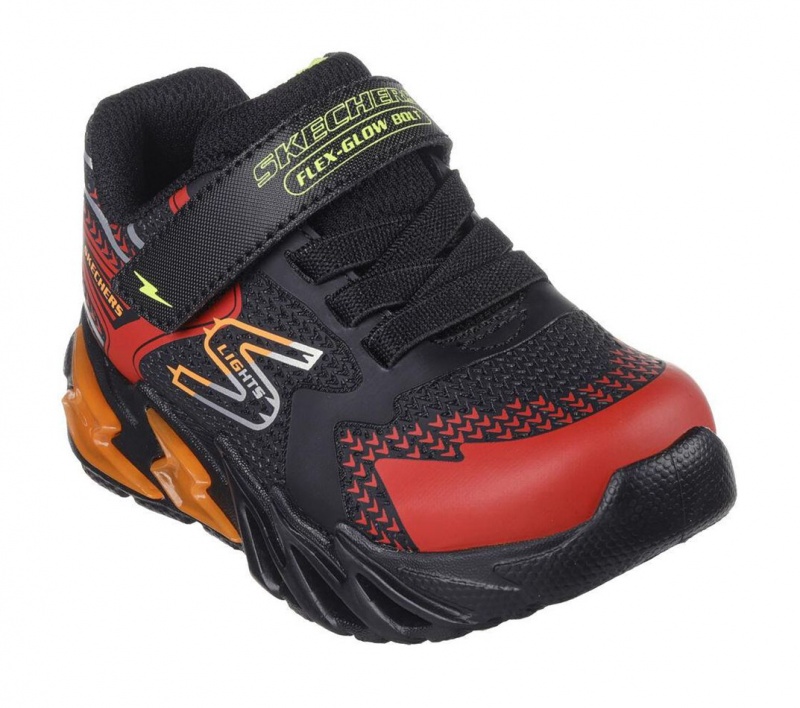 Black Skechers S Lights: Flex-glow Bolt Boys' Sneakers | QATK-37942