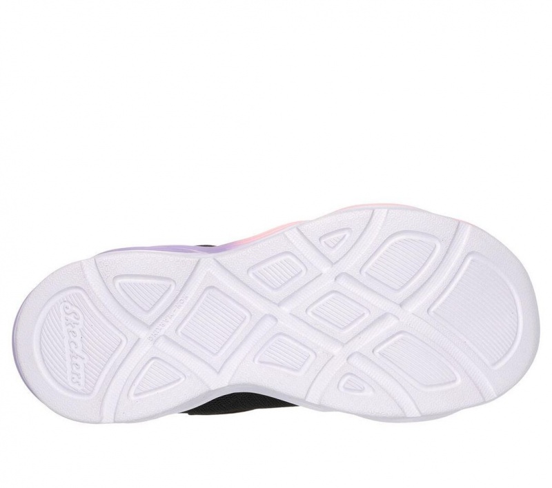 Black Skechers S Lights: Twisty Glow Girls' Sneakers | XZQL-24987