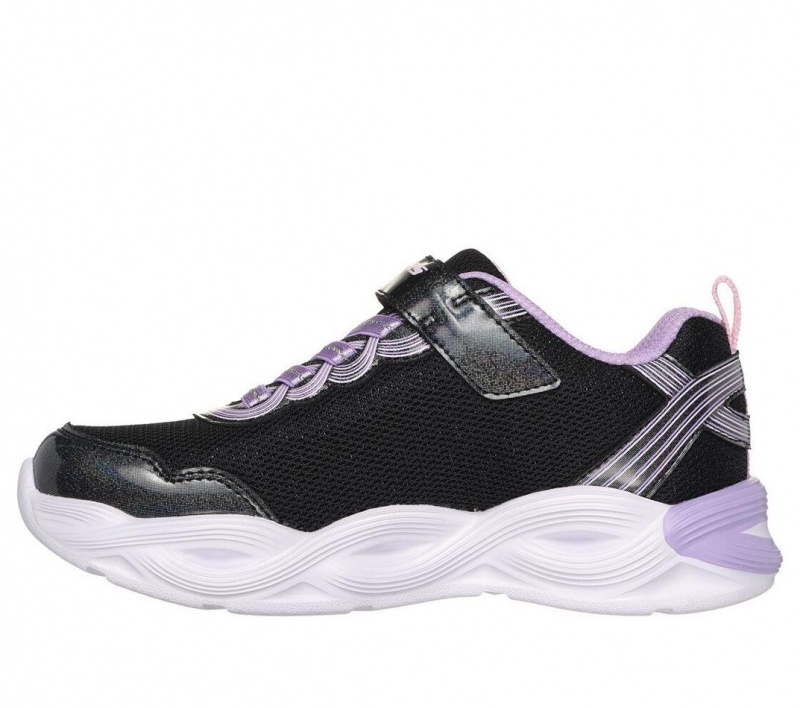 Black Skechers S Lights: Twisty Glow Girls' Sneakers | XZQL-24987