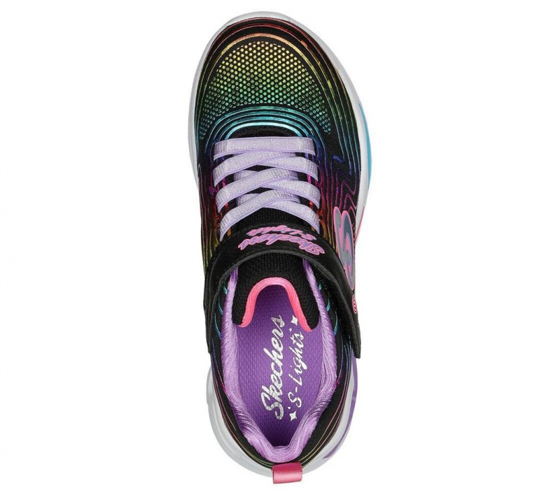 Black Skechers S Lights: Wavy Beams Girls' Sneakers | RFKH-06528