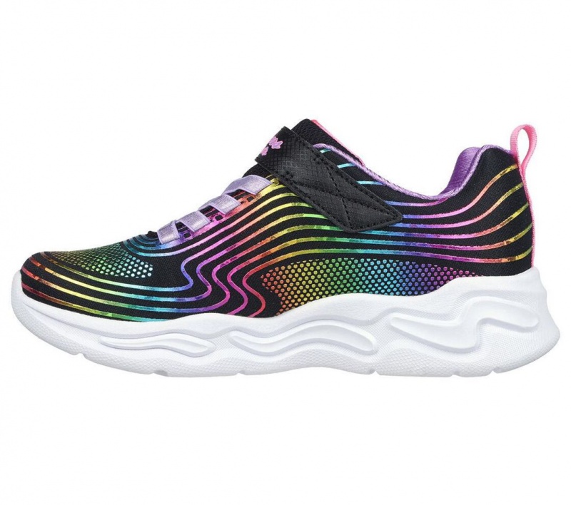 Black Skechers S Lights: Wavy Beams Girls' Sneakers | RFKH-06528